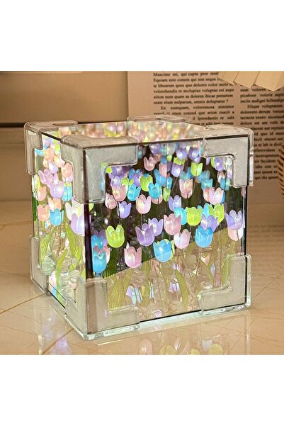 Choice مصباح ليلي إبداعي على شكل زهرة التوليب بألوان قوس قزح، مصباح ليلي مزخر...