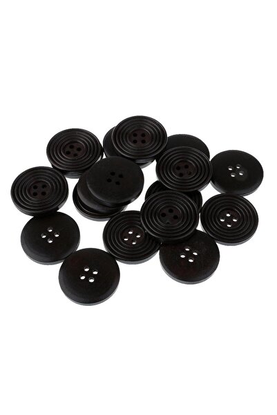 Choice Black 20 Pieces 30mm Handmade Round Coffee Black Wood Buttons 4 Holes ...