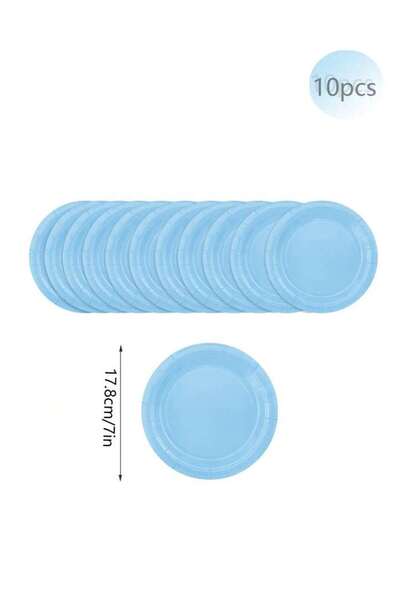 Choice ١٠ قطع من الأطباق الزرقاء الفاتحة السادة مقاس ٧ بوصات، زينة حفلات عيد ...