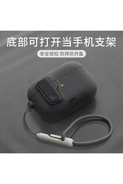 Choice جراب حماية جديد لهاتف AirPods Pro 3 باللون الأسود D 9292 2025، مزود بح...