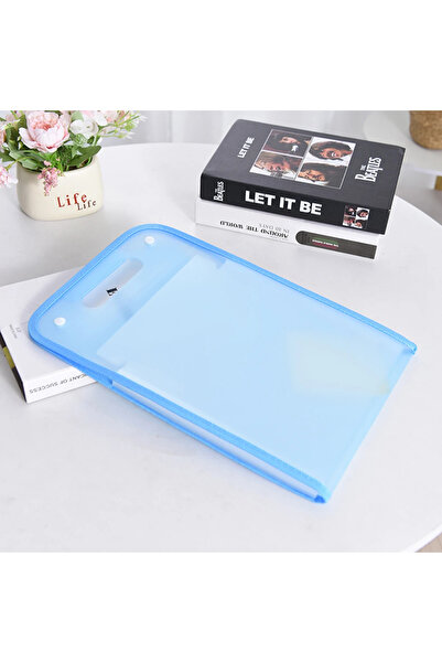 Choice ملف أكورديون أزرق شفاف على شكل حرف H - منظم مستندات ذو سعة كبيرة مع فو...