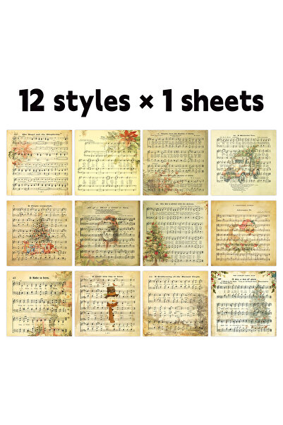 Choice 12 قطعة من أوراق نوتات ترانيم عيد الميلاد القديمة، مثالية لأعمال الحرف...