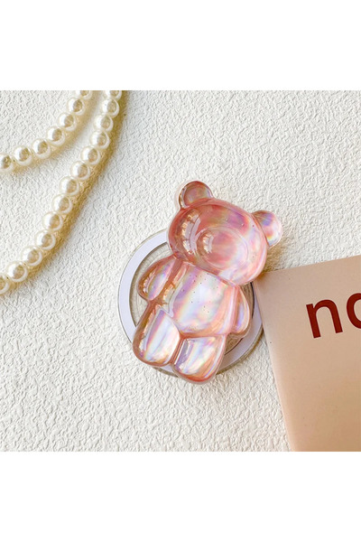 Choice Red Cartoon Cute Laser Bear Magnetic Phone Grip Holder Socket Pocket S...