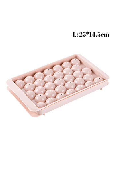 Choice1 33grids-round-pink-L 3D Round Ice Cube Tray with Lid Plastic Diamond ...