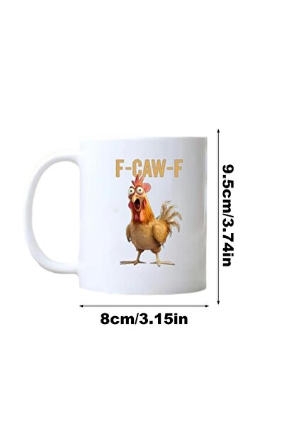 Choice كوب قهوة أبيض سيراميكي سعة 301-400 مل، بتصميم دجاجة مرحة (FCAWF)، كوب ...