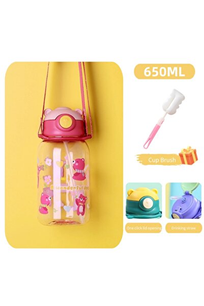 Choice كما في الصورة، زجاجة ماء وردية اللون سعة 650 مل مزودة بفرشاة، سعة 400/...