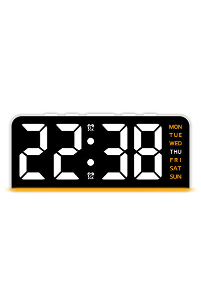 Choice ساعة منبه رقمية LED جديدة باللون الأبيض والبرتقالي، ساعة مكتبية، ضوء ل...