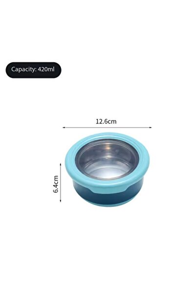 Choice 420ml blue Round Stainless Steel Sealed Lunch Box with Lid Kitchen Ben...