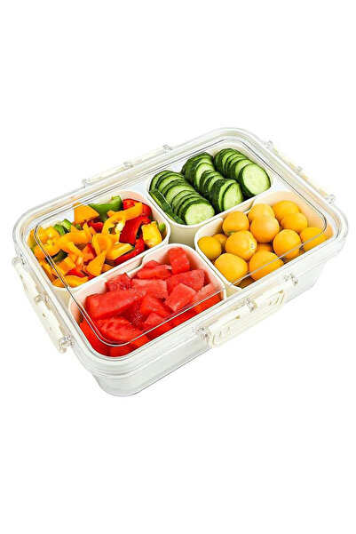Choice white Snack Box Container, 4 Compartments Divided Serving Tray with Li...