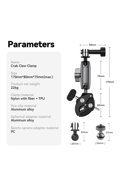 Choice حامل كاميرا TELESIN من سبائك الألومنيوم، يُثبّت على مقود الدراجة النار...