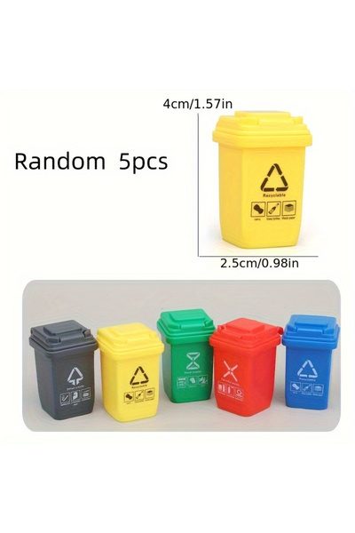 Choice Random Color 5PCS 5 Mini Garbage Sorting Trash Can Accessories, Simula...