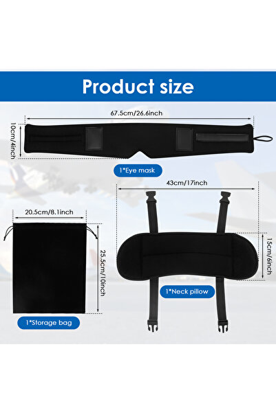 Choice وسادة رقبة سوداء للسفر مع قناع للعين، توفر دعمًا بزاوية 360 درجة، وساد...