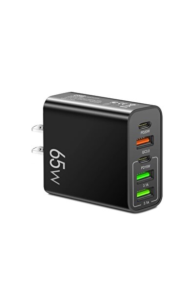 Choice US Black Total 65W Fast Charger PD 20W 5 Ports USB Charger QC 3.0 Phon...