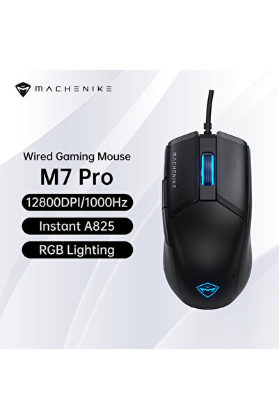 Machenike Wired Black M7Pro Wired Gaming Mouse USB Instant A825 12800DPI 1000Hz 7 Button 65g RGB For