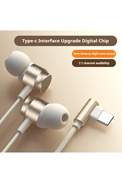 Choice سماعات رأس ستيريو 6D بتصميم معدني، مزودة بمنفذ USB-C ومنفذ 3.5 ملم، سم...