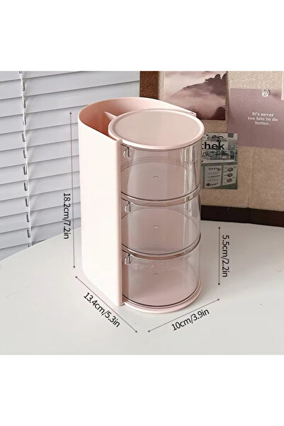 Choice منظم مستحضرات تجميل وردي اللون مكون من 3 طبقات، قطعة واحدة، منظم وسادة...