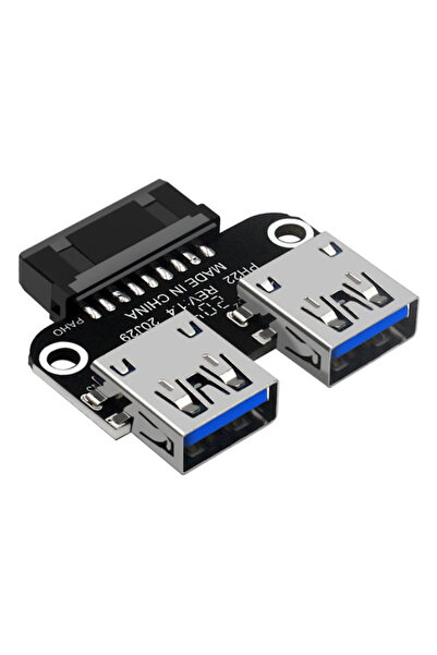 Choice محول لوحة أم أنثى USB 3.0 ذو 19 أو 20 سنًا إلى منفذي USB 3.0 مزدوجين، مقسم مضاد للتداخل.