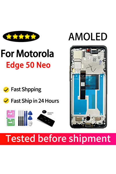 Choice4 Blue With Frame 6.4'' AMOLED For Edge 50 Neo LCD Display Touch Screen...