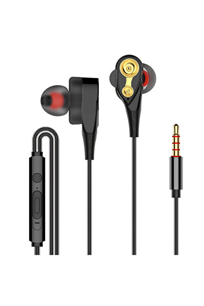 Choice سماعات رأس سوداء مزدوجة الملف المتحرك، مزودة بميكروفون ومنفذ AUX 3.5 م...