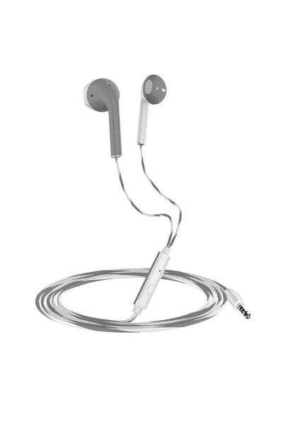 Choice سماعات رأس سلكية رمادية بيضاء مقاس 3.5 ملم مع سماعات أذن باس ستيريو لم...