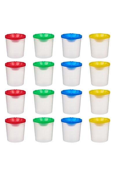 Choice AECH03-01076 20 Pcs No Spill Plastic Paint Cups 4 Assorted Colors Pale...