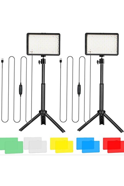 Choice مجموعة إضاءة فيديو LED سوداء، مصباح تصوير USB قابل لتعديل السطوع مع حا...