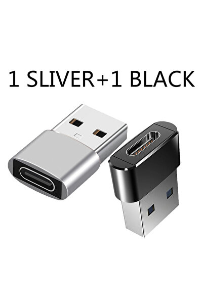 Choice محول NNBILI من قطعتين من USB إلى Type C OTG، فضي اللون مع أسود، من نوع...