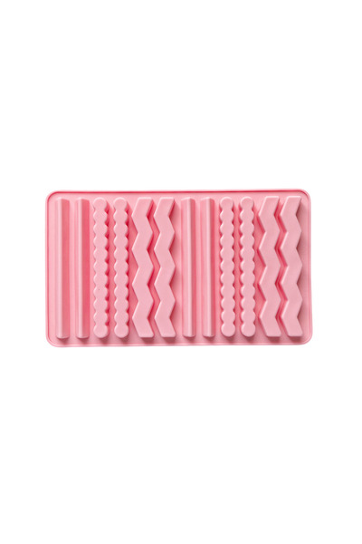 Choice قالب سيليكون وردي اللون، قطعة واحدة، بفتحتين، طوله 3 بوصات، على شكل شريط، غير لاصق، يُستخدم لصنع الحلوى الهلامية والشوكولاتة.