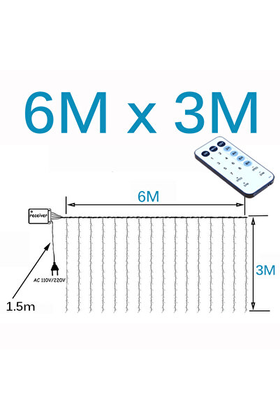 Choice قابس أوروبي 220 فولت، أبيض بارد، 6 أمتار × 3 أمتار، أضواء زينة جليدية ...