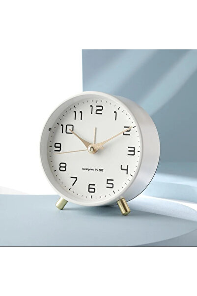 Choice ساعة منبه فاخرة بيضاء بتصميم نورديك، صامتة، مناسبة للطلاب، مصنوعة من المعدن المصنفر، ساعة مكتبية بتصميم بسيط