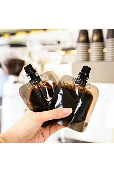 Choice 10 أكياس تخزين فوهات شفط للمشروبات، سعة 50 مل، مصنوعة من البلاستيك الأسود، لتعبئة المشروبات والعصائر والنبيذ والمشروبات الغازية.