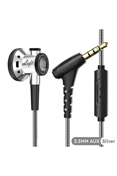 Choice سماعات أذن سلكية فضية اللون من نوع D08، مزودة بمنفذ AUX 3.5 ملم، وميكر...