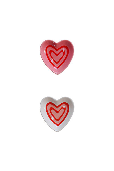 Choice 2Pcs Circles of Love 2Pcs Original Design Heart Ceramic Plate Dopamine Flower Nut Chocolate Plate Fl