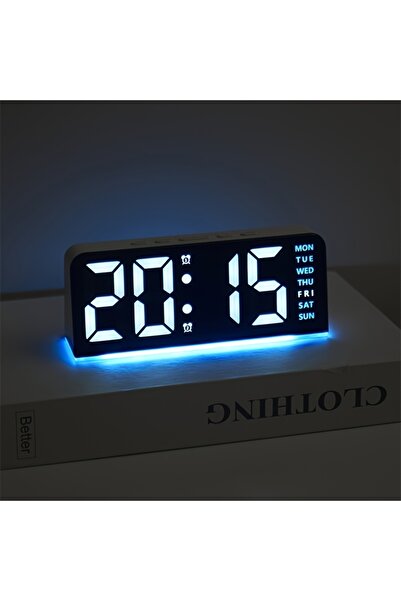 Choice ساعة رقمية LED كبيرة الحجم باللون الأزرق مع منبه ودرجة حرارة وتقويم وإضاءة خلفية، لون أسود، مناسبة للاستخدام في غرف النوم. مزودة بغطاء أسود وشاشة عرض LED زرقاء كبيرة، مع منبه وإضاءة خلفية، مناسبة لغرف النوم.