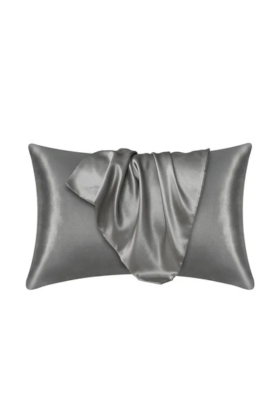 Choice غطاء وسادة رمادي داكن 100%، مقاس 51 سم × 76 سم، مصنوع من الساتان الحري...