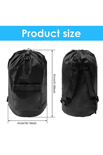 Choice حقيبة ظهر سوداء للغسيل، مقاس 81×41 سم، مزودة بأحزمة كتف وجيب، مصنوعة م...