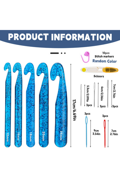 choice2 set2-blue IMAZY Large Crochet Hooks for Chunky Yarn Ergonomic Knittin...