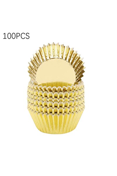 Choice 100 قطعة من علب ورقية ملونة ذهبية اللون لتزيين الكيك والكب كيك، أدوات ...