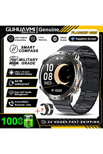 Choice ساعة ذكية سوداء فولاذية أصلية، طراز B 2 T-Rex 3، ببطارية عسكرية عالية ...