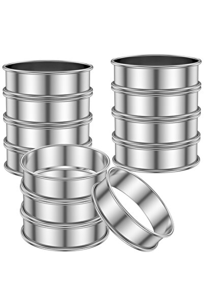 Choice 8CM 12Pcs English Muffin Rings Crumpet Rings Double Rolled Tart Ring Stainless Steel Muffin Tart Rin