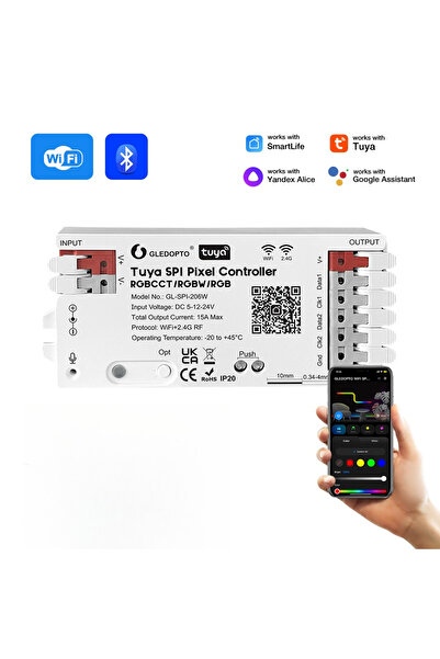 Choice وحدة تحكم رقمية لمصابيح LED من نوع Tuya SPI عبر تطبيق WiFi Smart Life ...