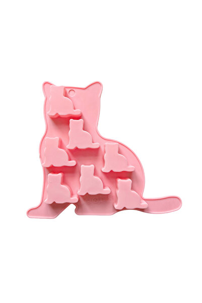 Choice قالب سيليكون وردي اللون، قطعة واحدة، بسبعة تجاويف على شكل قطة صغيرة، ي...