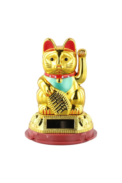 Choice زينة قطة الحظ الذهبية الصديقة للبيئة، تعمل بالطاقة الشمسية، بطول 3 بوص...