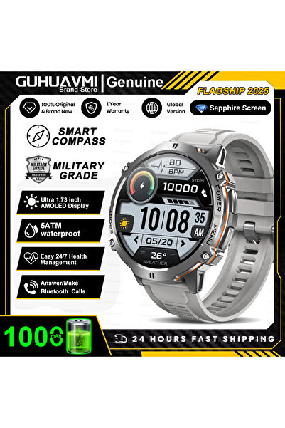 Choice ساعة ذكية فضية اللون بتصميم T-Rex 3، ببطارية 1000 مللي أمبير، مقاومة ل...