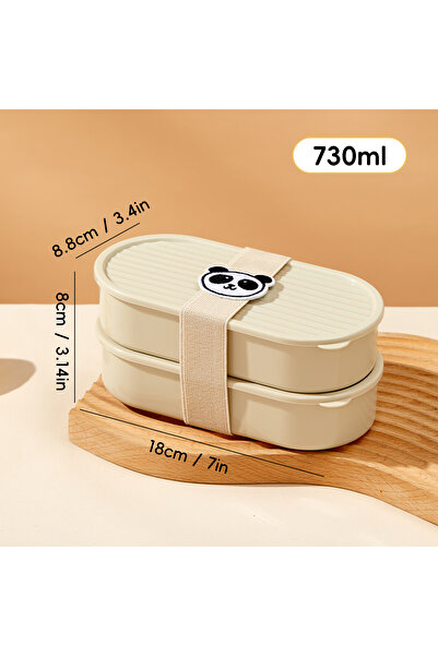 WORTHBUY Beige F Style Stackable Plastic Divided Lunch Box With Strap Picnic Portable Fruit Salad Fo