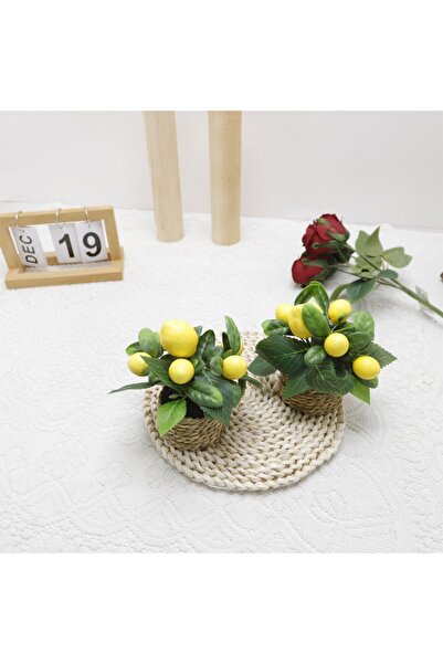 Choice مجموعة نباتات ليمون صفراء زاهية اصطناعية قطعة واحدة في سلال منسوجة - م...
