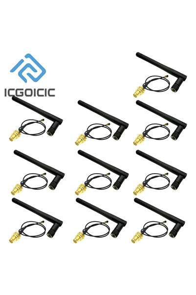 ICGOICIC 10 قطع من هوائيات واي فاي 2.4 جيجاهرتز 3 ديسيبل، مع موصل ذكر لجهاز ا...