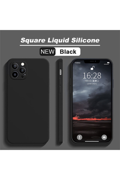Choice جراب هاتف أصلي مربع أسود من السيليكون السائل لهاتف آيفون 13، متوافق مع...