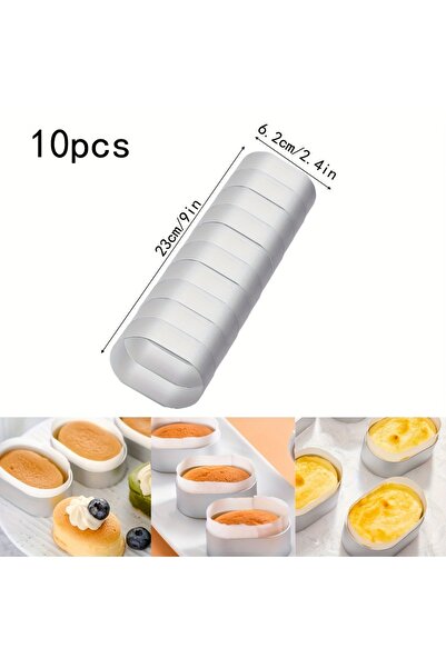 Choice مجموعة من 10 قوالب بيضاوية الشكل من الألومنيوم لصنع التشيز كيك - صواني خبز غير لاصقة على شكل بيضة للتشيز كيك الصغير