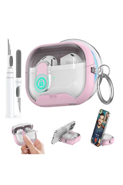 Choice جراب قفل آمن لسماعات Galaxy Buds 3 باللون الوردي مع قلم، متوافق مع Bud...